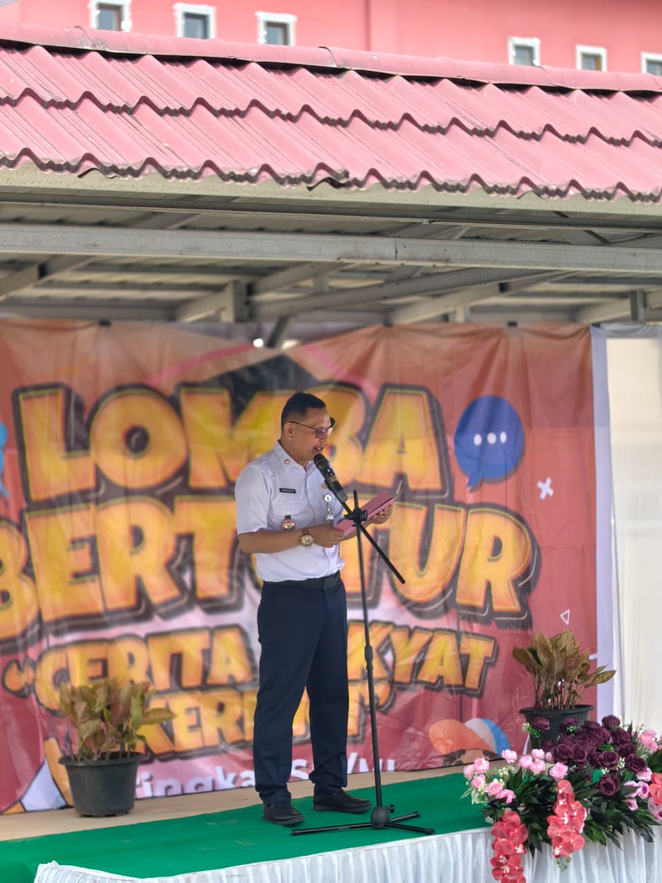 Sambutan Kepala Dinas Perpustakaan Dan Kearsipan Kabupaten Kerinci di Acara Lomba Bertutur Cerita Rakyat Kerinci